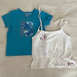 Bundle deal.  Blue shirt size 4.  White tank top size 4.